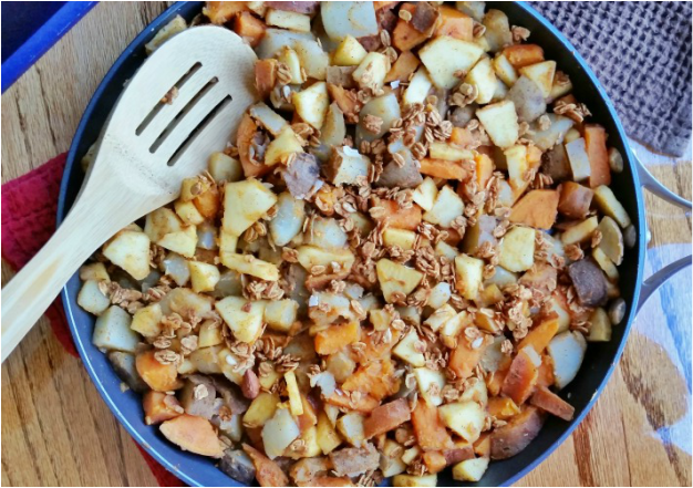 Apple potato hash with Lovegrown Foods granola topping; Enticing Healthy Eating