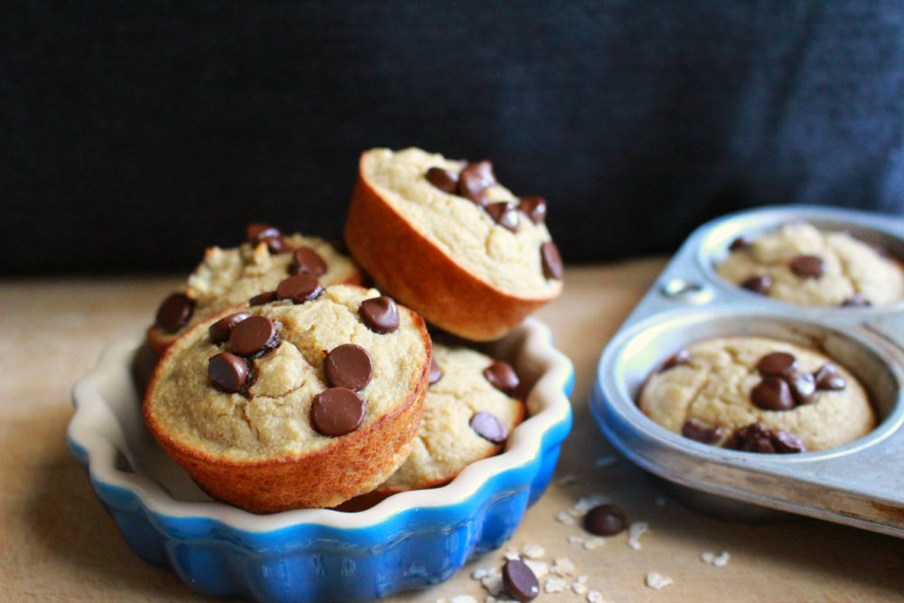 Bourbon Banana Coconut Chocolate Chip Muffins; Enticing Healthy Eating